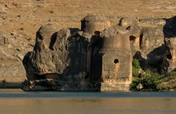 King tombs in Eğil, which were submerged under dam water