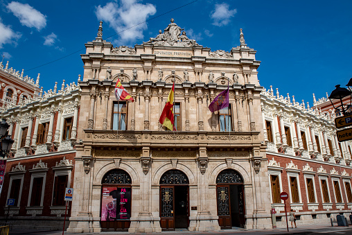 Palencia, Spain; August 2021: Main facade of the Provincial Council of Palencia, Spain