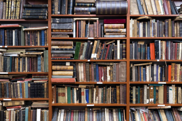 istock Blurred image of a library with bookcases. Many different books on the shelves. Large selection of books in a bookcase. Blurred background 1365905382