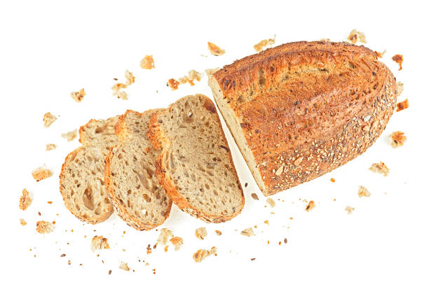 istock Whole grain bread and slices isolated on a white background. Multi grain bread. 1365905596