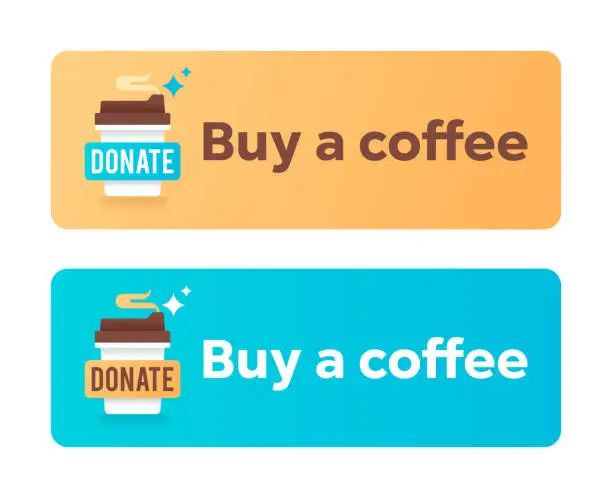 Vector illustration of Buy a Coffee Donate Donation Action Button