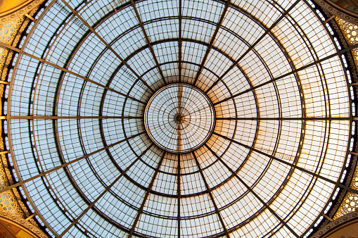 Round glass roof of a building