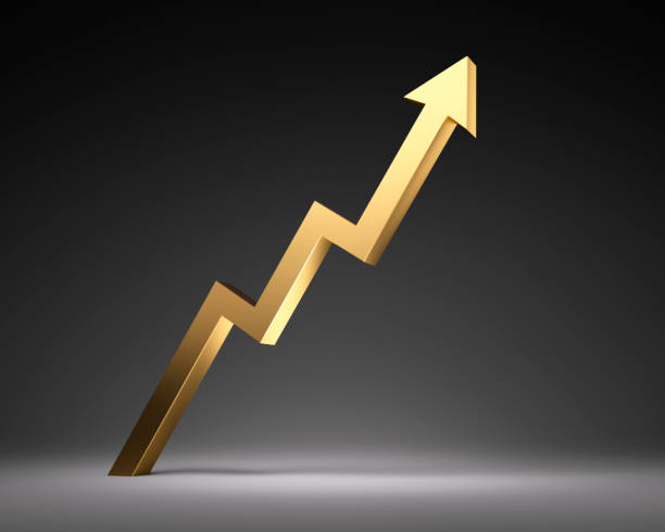 istock Golden Arrow on dark Background 1365909987