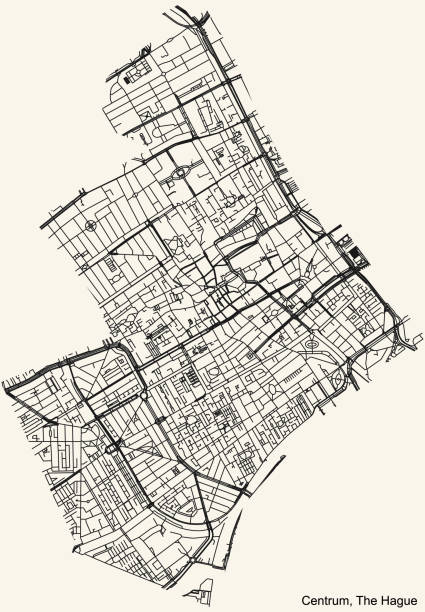 stockillustraties, clipart, cartoons en iconen met street roads map of the centrum district - den haag