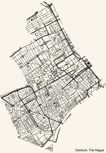Vector illustration of Street roads map of the CENTRUM DISTRICT