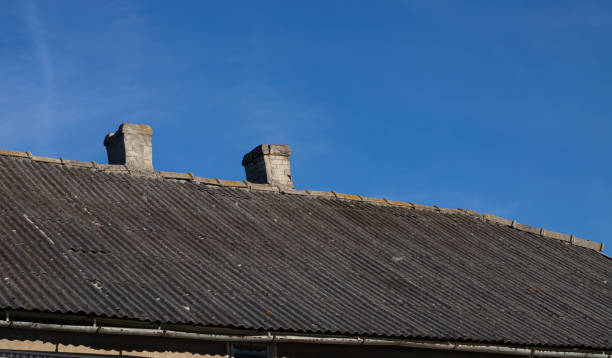 istock Roof and chimney from an old house - brick and metallic texture 1365911558