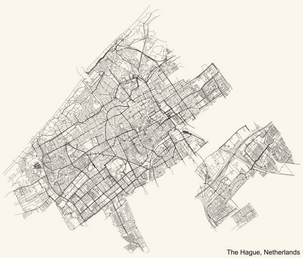 stockillustraties, clipart, cartoons en iconen met street roads map of the hague, netherlands - den haag