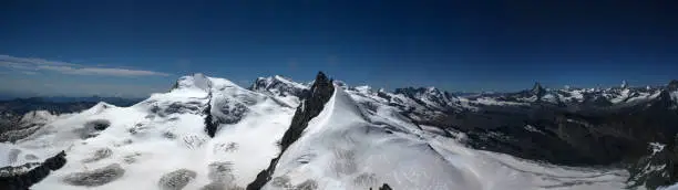 landscape from allalinhorn summit in swiss alps