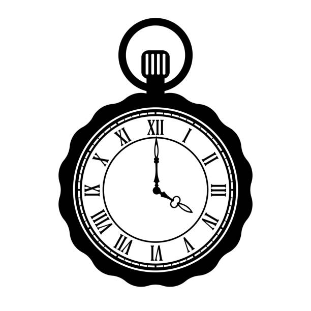 Antique pocket watch vector icon Pocket watch vector icon isolated on white background clock watch time clock face stock illustrations