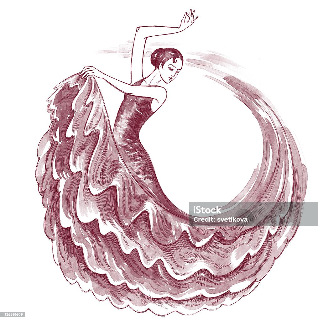 Dançarino espanhol - Ilustração de Dança Flamenca royalty-free