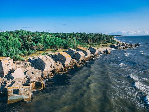 Northern Fort and Liepāja Fortress washed by Baltic Sea