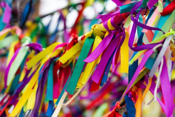 istock Wish Tree branches with colorful ribbons 1365918958