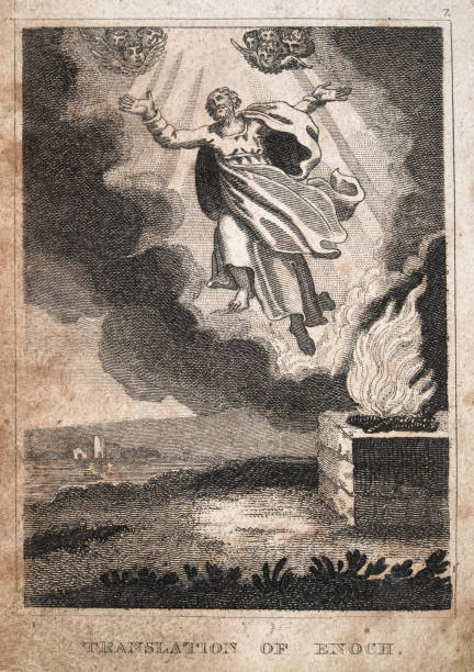 Vintage illustration of Translation of Enoch, from biblical Book of Genesis, Old Testament.  1820s Scripture History, Rev. J B Watkins
