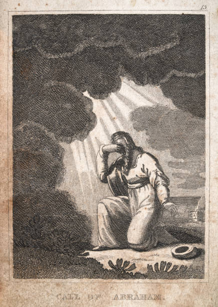 Vintage illustration of The Call of Abraham, from biblical Book of Genesis, Old Testament.  1820s Scripture History, Rev. J B Watkins