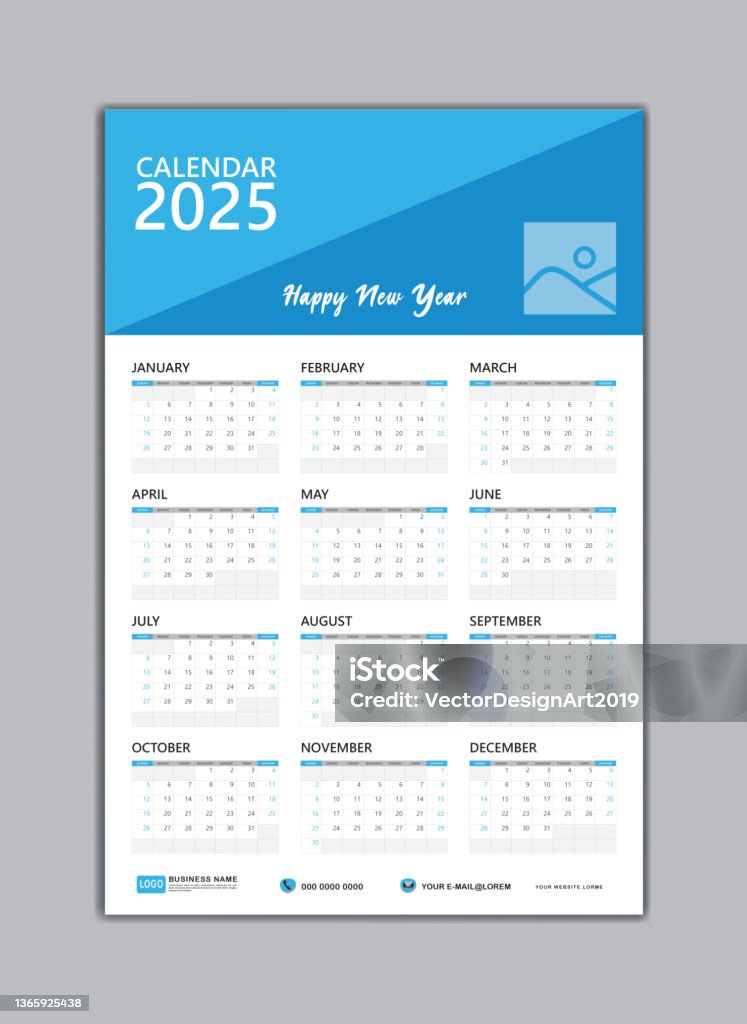 Wall Calendar 2025 Template Week Starts On Saturday Set Of 12 Months