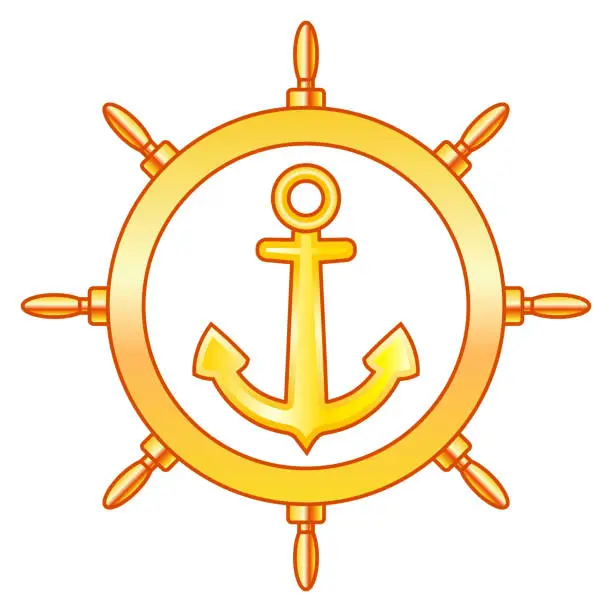 Vector illustration of Anchor and wheel