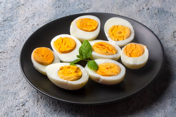 istock Boiled sliced egg, food photo 1365930217