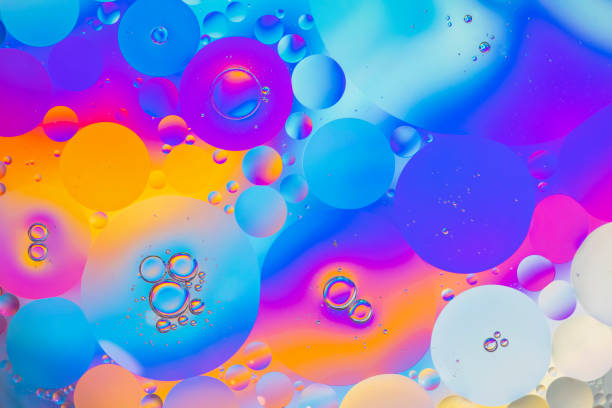 istock Abstract colorful Background Oil texture in Water surface with Bubbles micro shot close-up. 1365932353