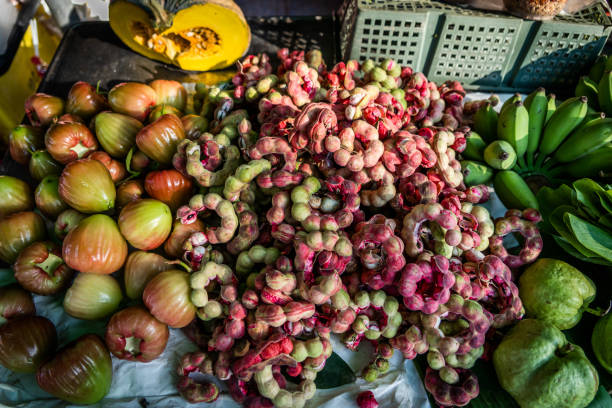 istock Fresh fruit and apples for sale at a market 1365933632
