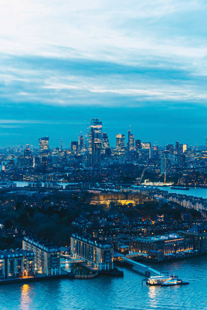 istock Drone view city skyline at night 1365938634
