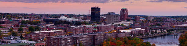 istock Panoramic Aerial View of Manchester, NH at Sunset 1365938780
