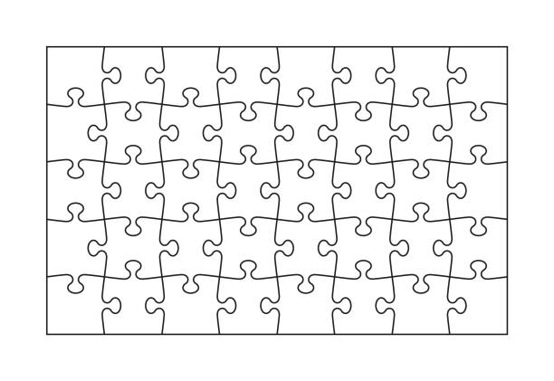 ilustraciones, imágenes clip art, dibujos animados e iconos de stock de cuadrícula de rompecabezas de 40 piezas. esquema de rompecabezas. ilustración vectorial. - design part of puzzle jigsaw puzzle