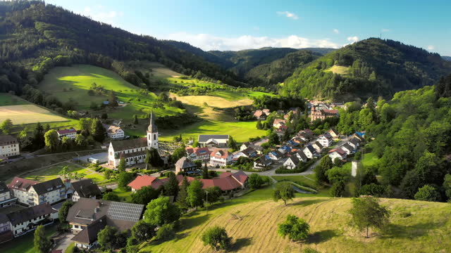 Idyllic little town in Germany, aerial footage