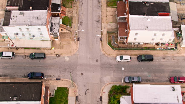 istock Residential Street in Baltimore - Aerial 1365951630