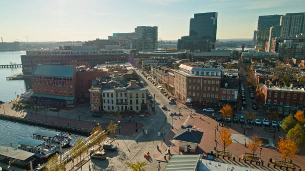 istock Drone Flight Over Fell's Point, Baltimore on Sunny Afternoon 1365952158