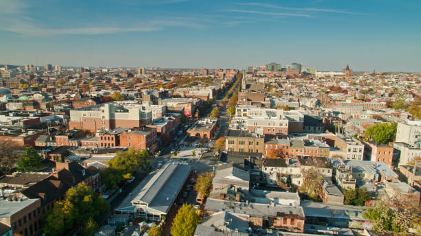 istock Aerial View Along Broadway in Fell's Point, Baltimore 1365952171