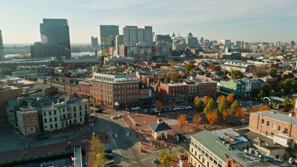 istock Historic Buildings Around Broadway Square in Fell's Point, Baltimore 1365952677