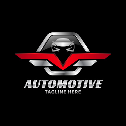 Metallic badge automotive vector logo template