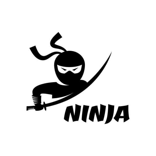 ilustrações de stock, clip art, desenhos animados e ícones de ninja logo design template - ninja
