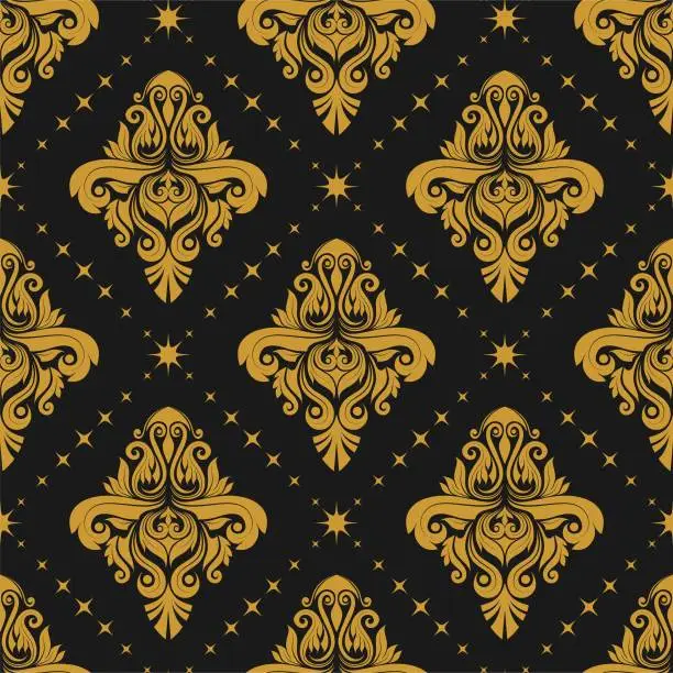 Vector illustration of damask seamless pattern background. Elegant luxury texture for wallpapers, backgrounds and page fill.