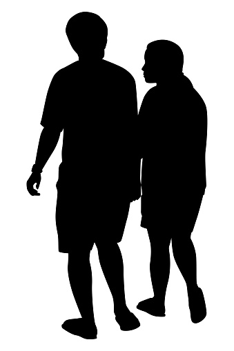 silhouette vector of couple boy and girl in love