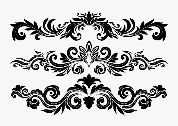 satz von swirl elements für das design. - baroque tattoo stock-grafiken, -clipart, -cartoons und -symbole