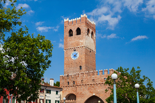 Palazzo Comunale and the tower of St. Andrea church on Piazza della Repubblica in old town Orvieto, Italy.