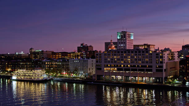 istock Drone Shot of Savannah, GA at Twilight 1365968418
