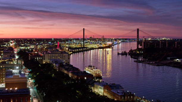 istock Twilight in Savannah, Georgia - Aerial 1365968423