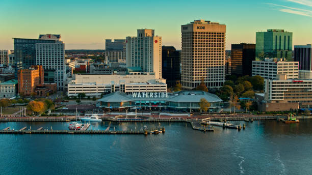 istock Downtown Waterfront in Norfolk, Virginia - Aerial 1365973017