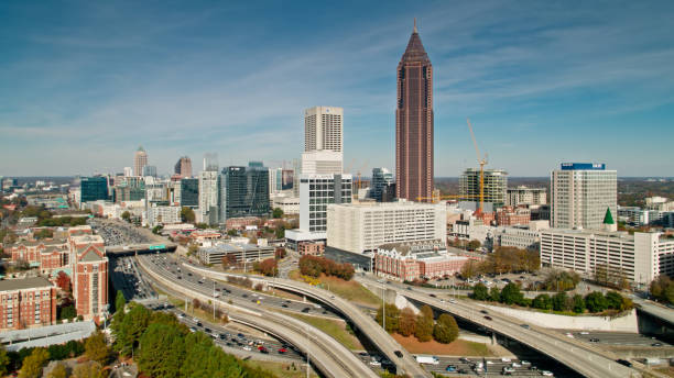 istock Freeway Between Georgia Tech and Midtown Atlanta - Drone Shot 1365974711