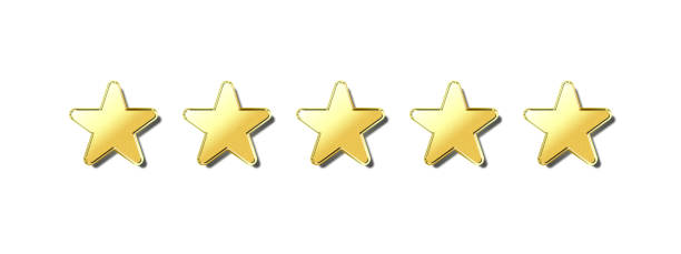 istock Illustration of five golden stars lined up in a row 1365977149