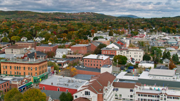 istock Fall Colors in Rockland, ME - Aerial 1365978074