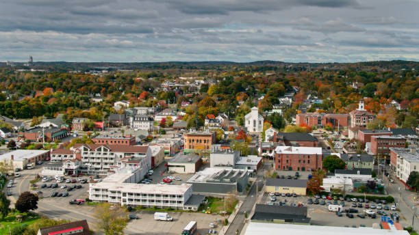 istock Fall Colors Around Rockland, ME - Aerial 1365978092