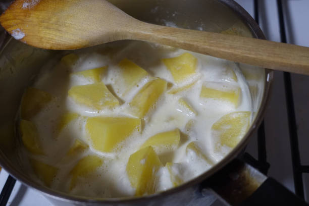 istock Potatoes cooked in milk to make a mash 1365982736