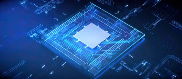 istock 3D rendering of cyberpunk AI. Circuit board. Technology background. Central Computer Processors CPU and GPU concept. Motherboard digital chip. Tech science background. 1365983890