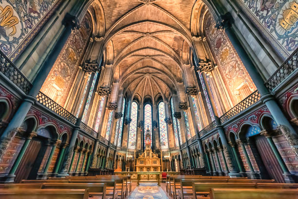 katedra w lille - cathedral church indoors inside of zdjęcia i obrazy z banku zdjęć