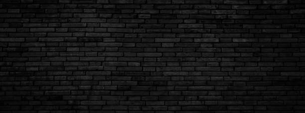 istock Black brick wall texture, Abstract panorama picture brickwork for background design 1365989365