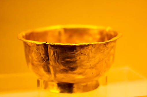 a golden copper bowl