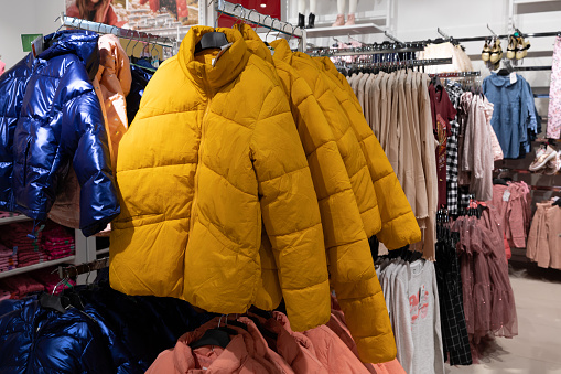 interior of a boutique selling fashionable clothes for children.